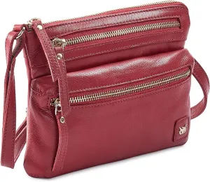 Wise Owl Accessories Small Crossbody Sling Bag Real Leather Purse for Women Crossover Trendy Shoulder Handbag