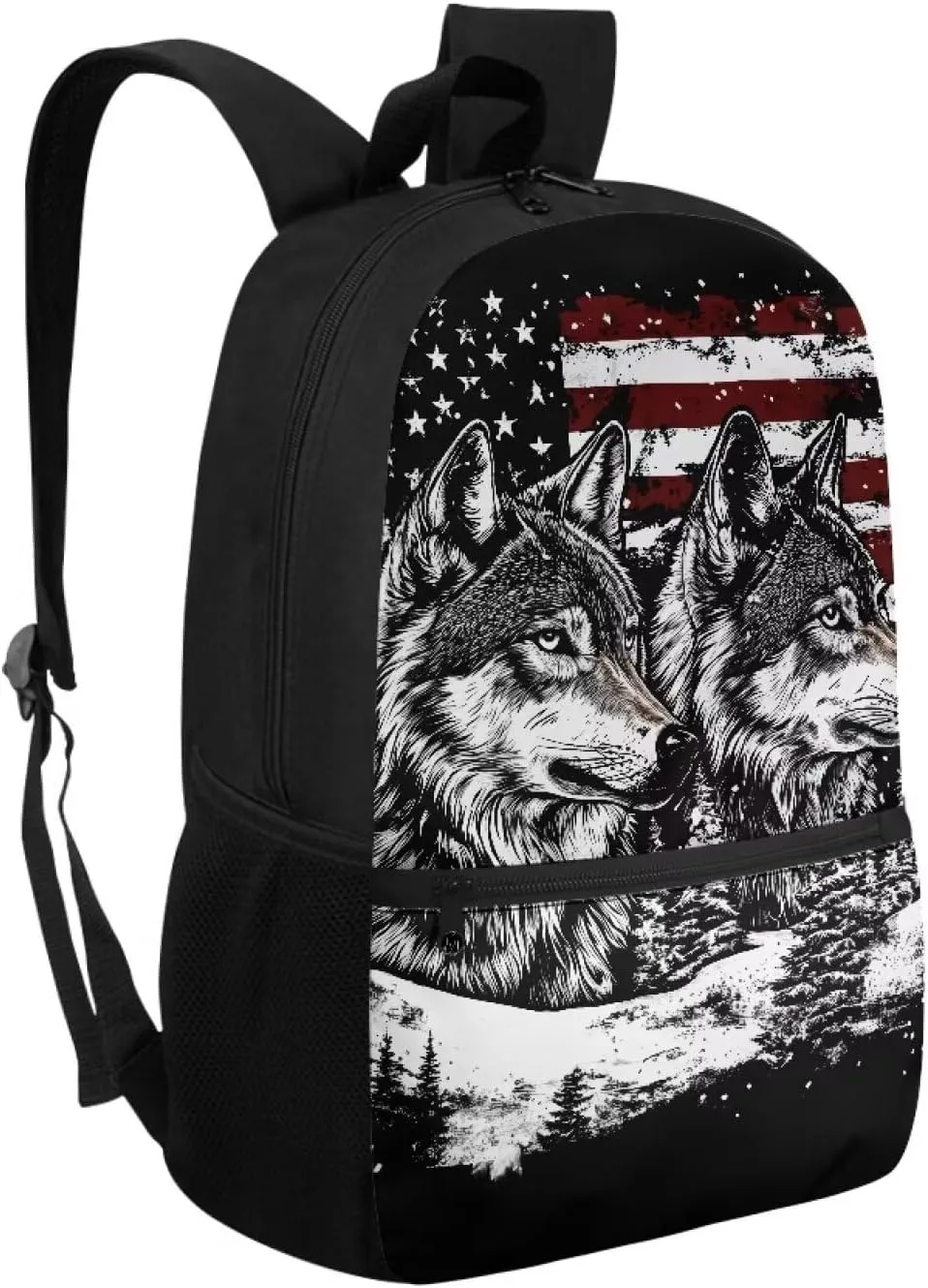 Wolf Student Backpack Polyester Book Bag for Teens Ergonomic Kids Backpack Lightweight Elementary School Bag Spine Protection Shoulder Daypacks Rucksack for Boys