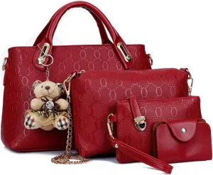 Women 4 Pcs Top Handle Satchel Hobo Handbag Set Large Tote  Purse  Shoulder Bag Card Holder