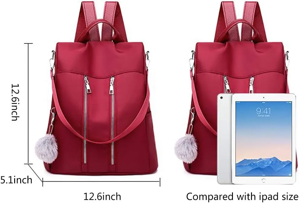 Women Backpack Purse Waterproof Nylon Anti-theft Rucksack Lightweight Fashion Shoulder Bag Travel Daypack for Ladies