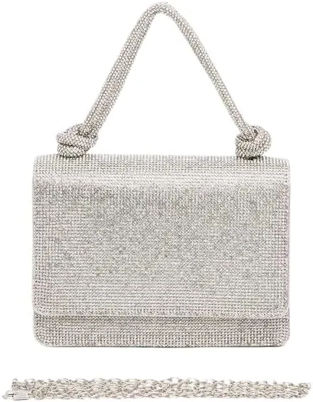 women Elegant Rhinestone Top Handle Clutch Bag – Small Bridal Party Purse brides, bridesmaids, or evening partygoers