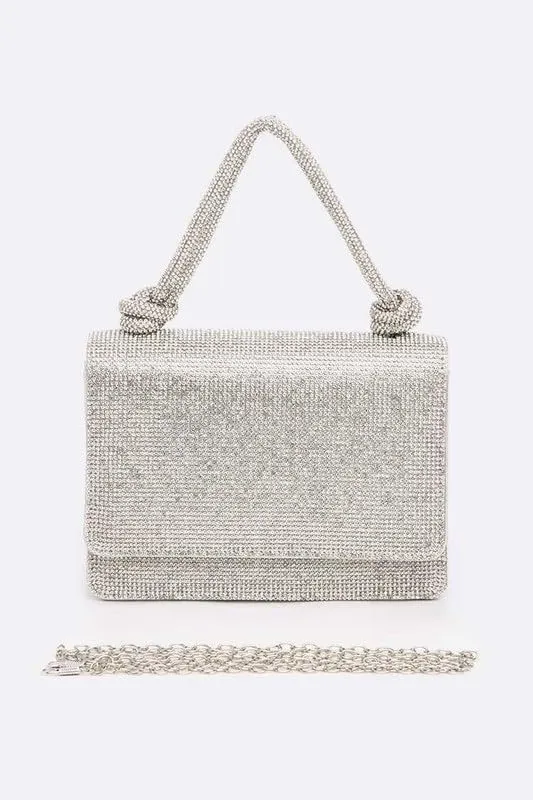 women Elegant Rhinestone Top Handle Clutch Bag – Small Bridal Party Purse brides, bridesmaids, or evening partygoers