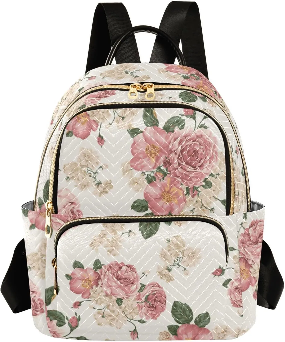 Women Fashion Backpack Purse Casual Lightweight Travel Shoulder Bag Beautiful Roses Vintage Floral Rucksack Ladies Bag, Small