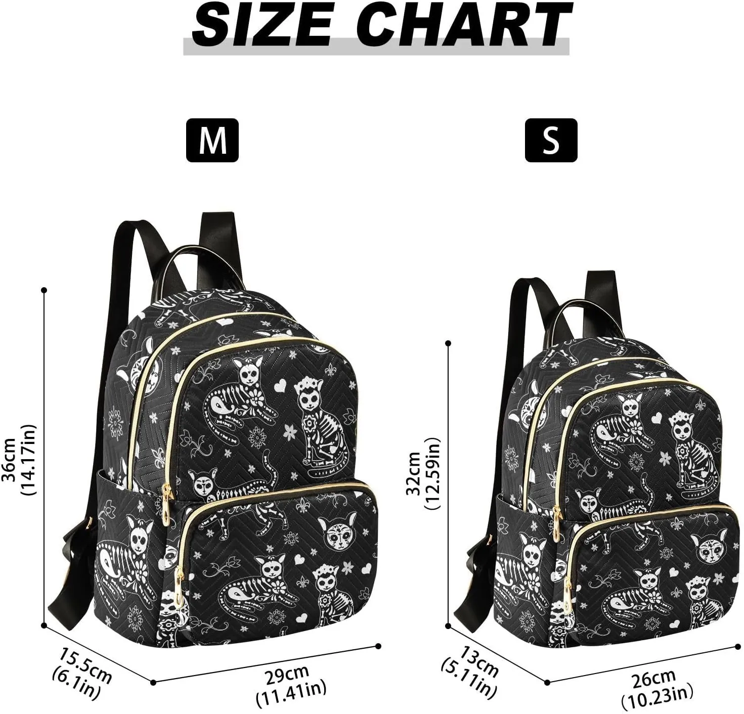 Women Fashion Backpack Purse Casual Lightweight Travel Shoulder Bag Death Cat Rucksack Ladies Bag, Medium