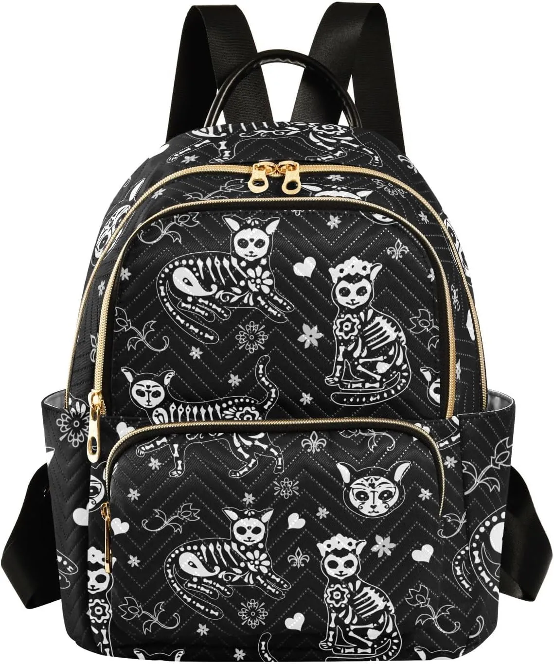 Women Fashion Backpack Purse Casual Lightweight Travel Shoulder Bag Death Cat Rucksack Ladies Bag, Medium