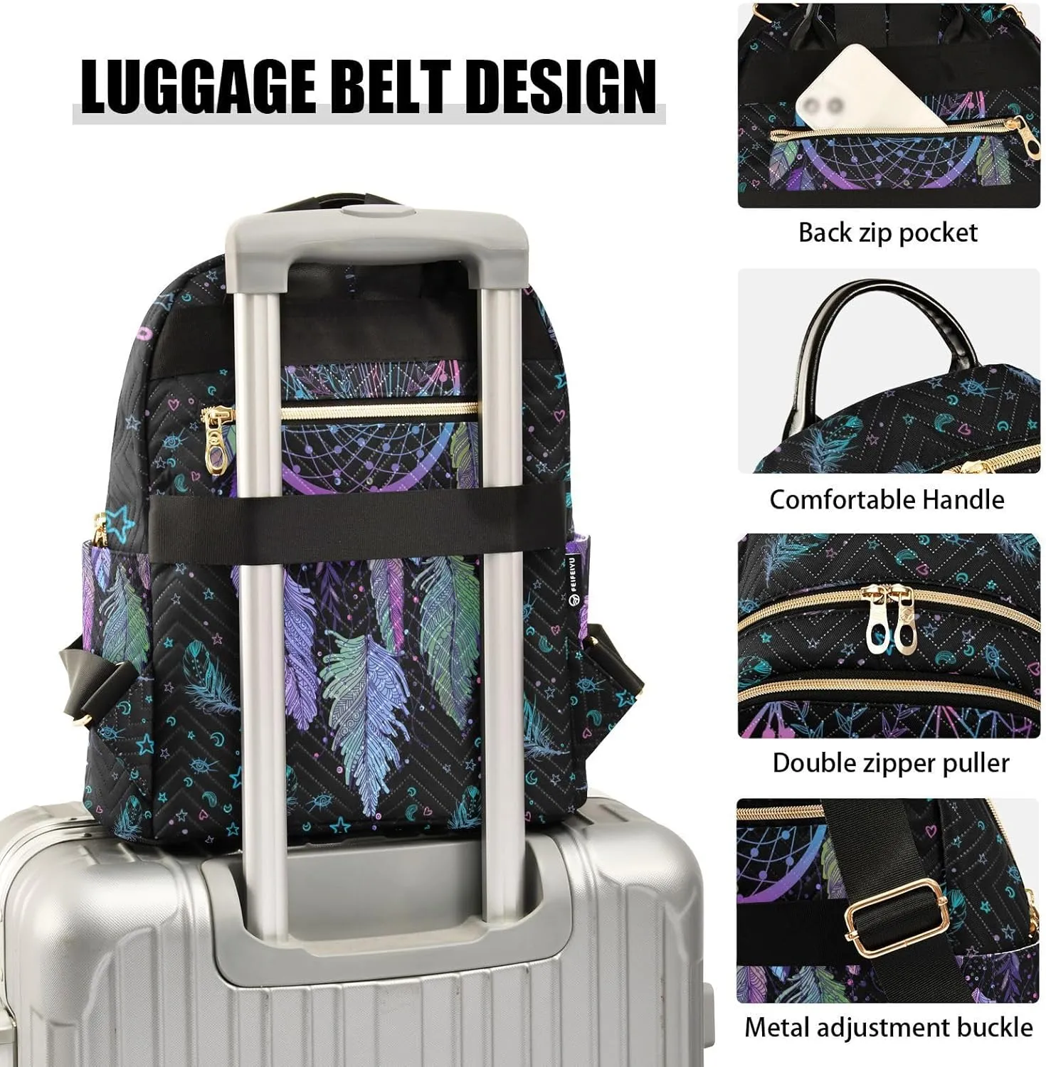 Women Fashion Backpack Purse Casual Lightweight Travel Shoulder Bag Dreamcatcher Rucksack Ladies Bag, Small