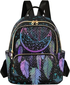 Women Fashion Backpack Purse Casual Lightweight Travel Shoulder Bag Dreamcatcher Rucksack Ladies Bag, Small