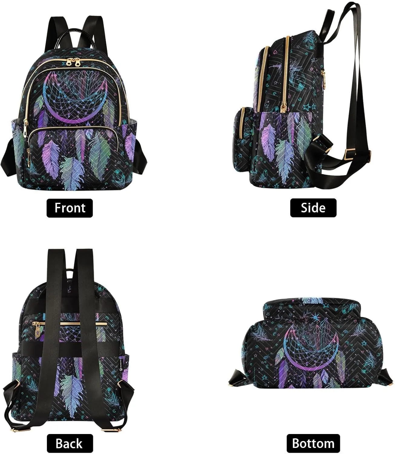 Women Fashion Backpack Purse Casual Lightweight Travel Shoulder Bag Dreamcatcher Rucksack Ladies Bag, Small