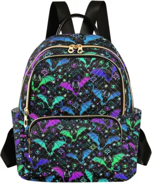 Women Fashion Backpack Purse Casual Lightweight Travel Shoulder Bag Psychedelic Bats Rucksack Ladies Bag, Medium