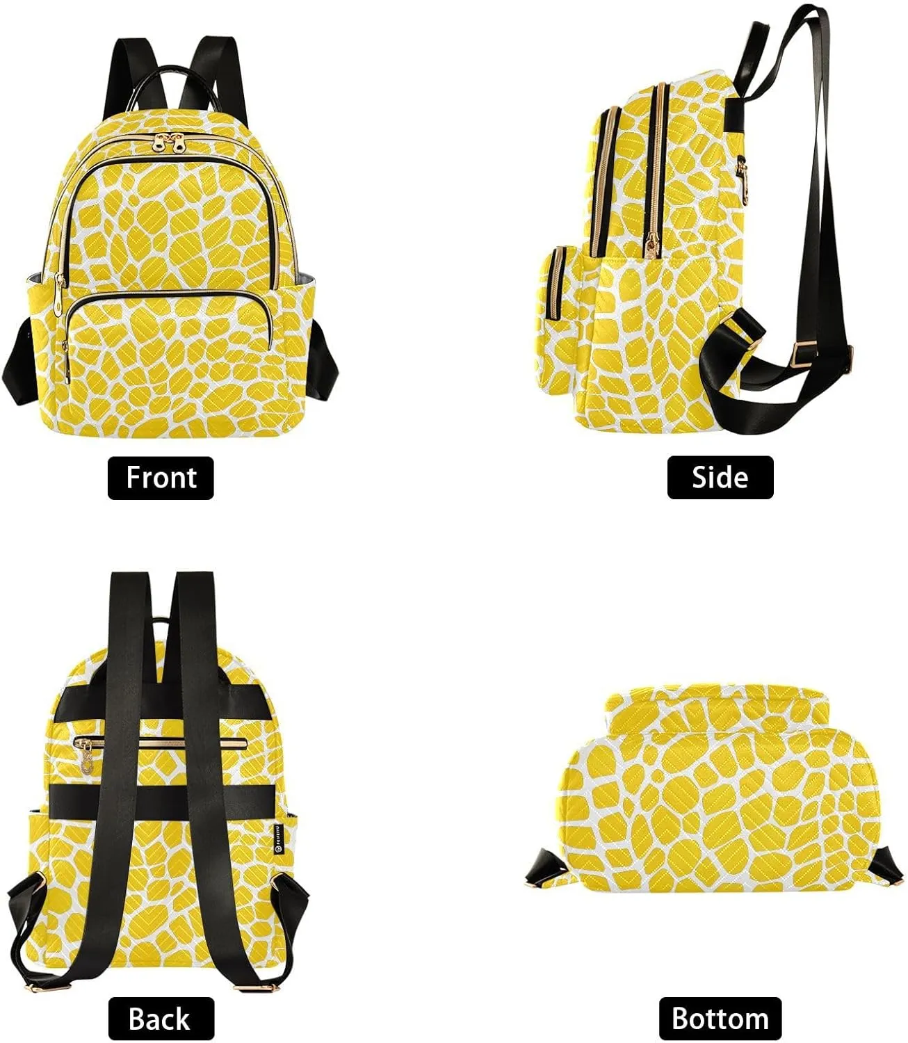 Women Fashion Backpack Purse Yellow Lizard Skin Texture Mini Travel Backpack Ladies Shoulder Bag Work Daypack 14L