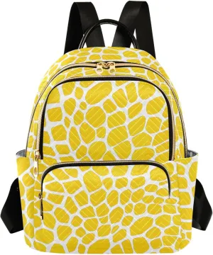 Women Fashion Backpack Purse Yellow Lizard Skin Texture Mini Travel Backpack Ladies Shoulder Bag Work Daypack 14L