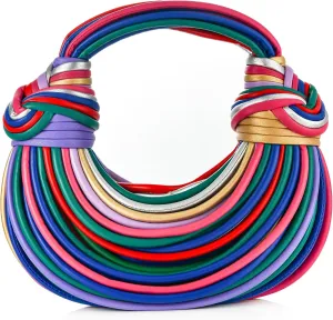Women Fashion Hand-woven Evening Clutch Bag Creative Noodles Underarm Hobo Top Handle Satchel Handbag For Party Wedding