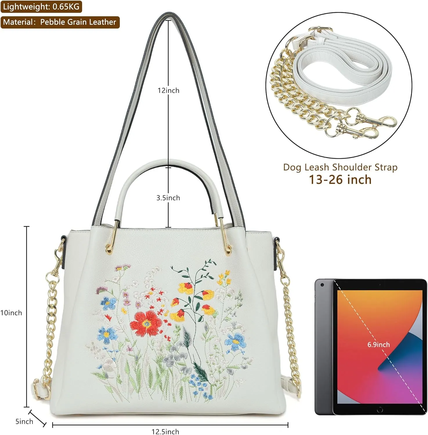 Women Fashion Handbags Vegan Leather Tote Bag Shoulder Bag Top Handle Satchel Floral Purses for Women