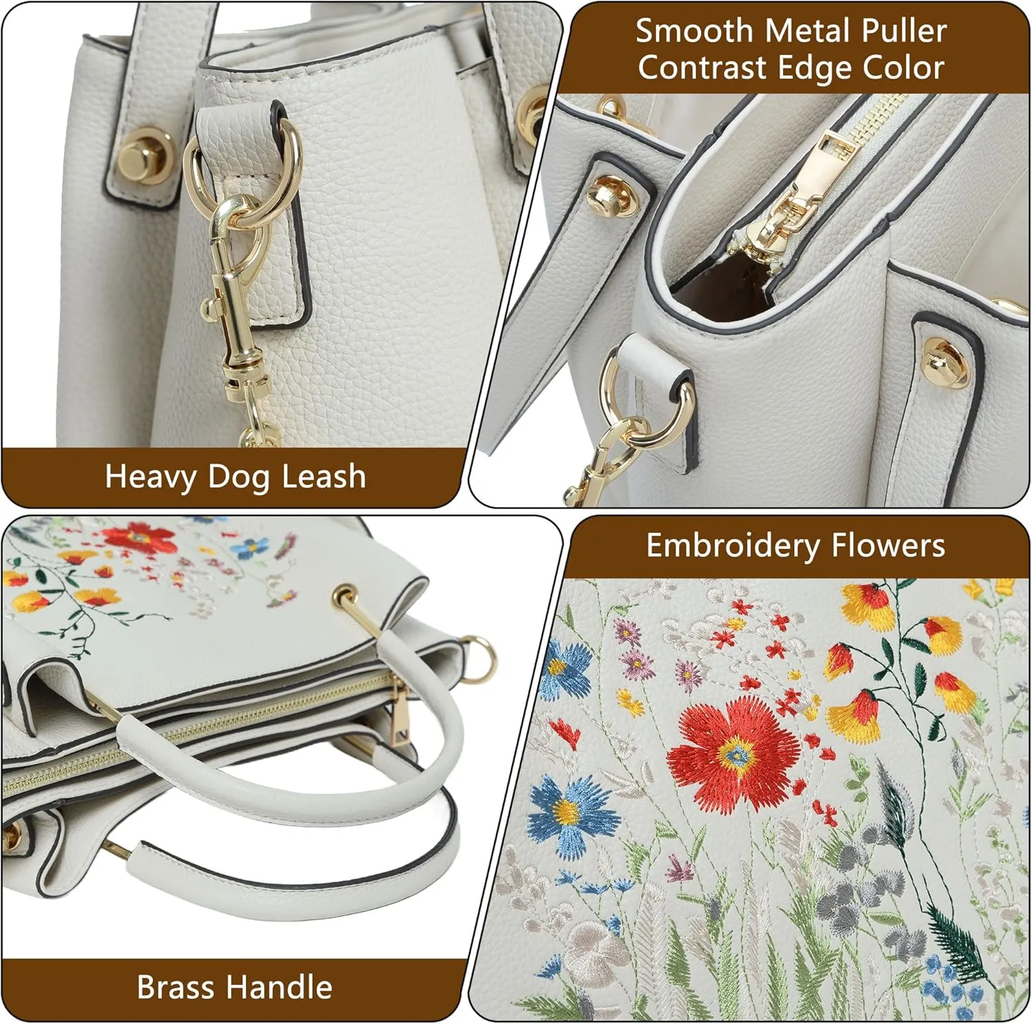 Women Fashion Handbags Vegan Leather Tote Bag Shoulder Bag Top Handle Satchel Floral Purses for Women