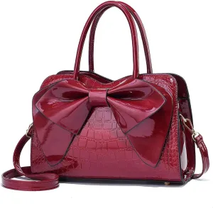 Women Handbag Purse Top Handle Shoulder Crossbody Bag with Bow Design