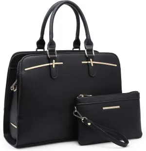 Women Handbag Wallet Tote Shoulder Hobo Bag Top Handle Satchel Purse Set 2pcs with 3 Compartments