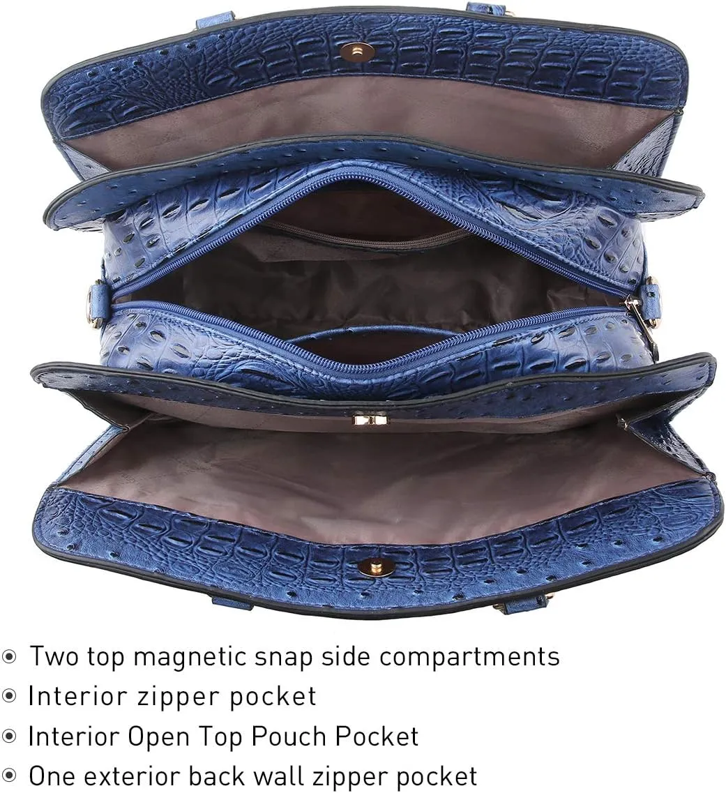 Women Handbag Wallet Tote Shoulder Hobo Bag Top Handle Satchel Purse Set 2pcs with 3 Compartments