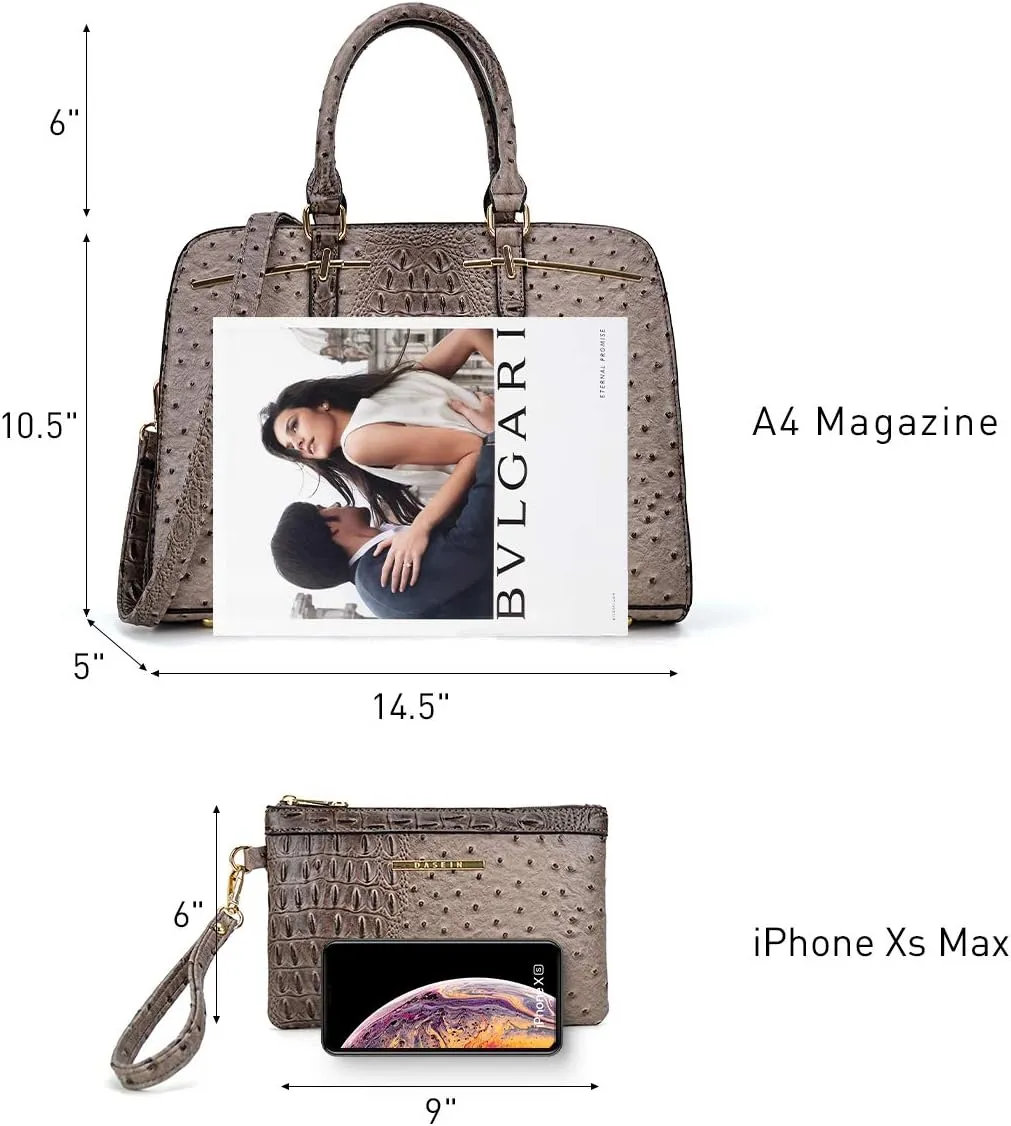Women Handbag Wallet Tote Shoulder Hobo Bag Top Handle Satchel Purse Set 2pcs with 3 Compartments
