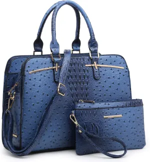 Women Handbag Wallet Tote Shoulder Hobo Bag Top Handle Satchel Purse Set 2pcs with 3 Compartments