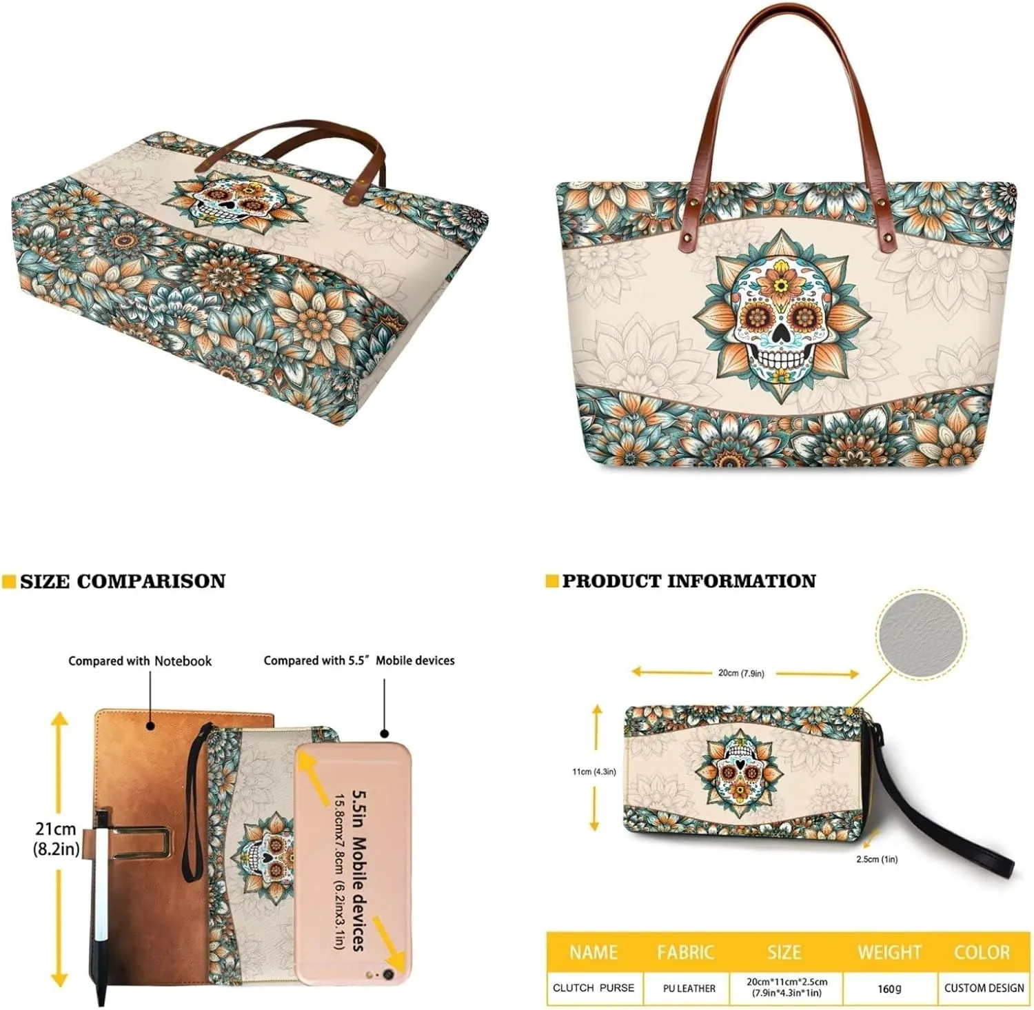 Women Handbags Wallet Tote Bag Shoulder Bag Top Handle Satchel Purse Set 2pcs