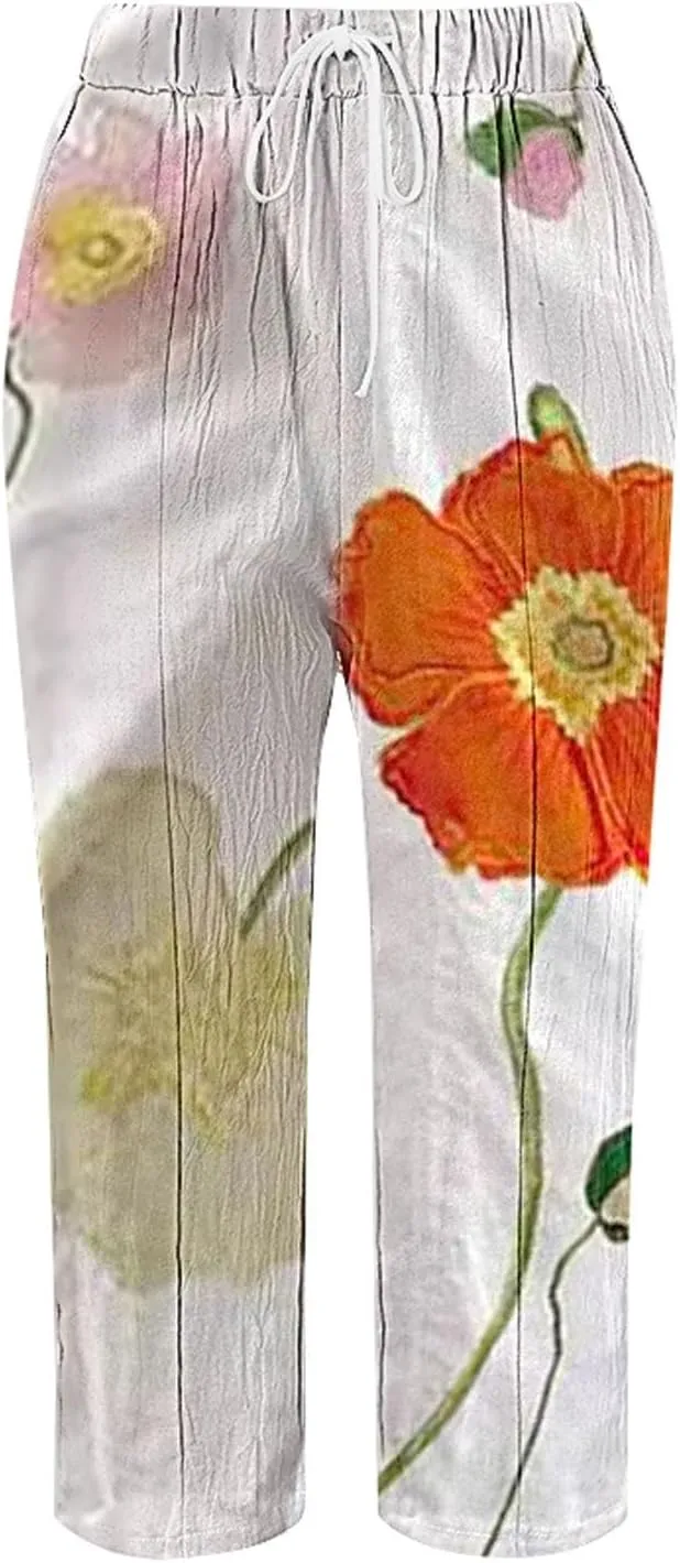Women Linen Pants Wide Leg Casual Palazzo Pants Pa Straight Dress Cotton Linen Pants Button Trousers Womens Linen
