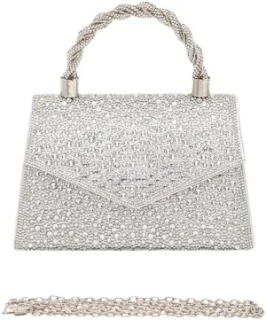 Women Luxury Rhinestone Top Handle Clutch Bag – Elegant Evening Handbag with Shoulder Chain for Weddings, Parties