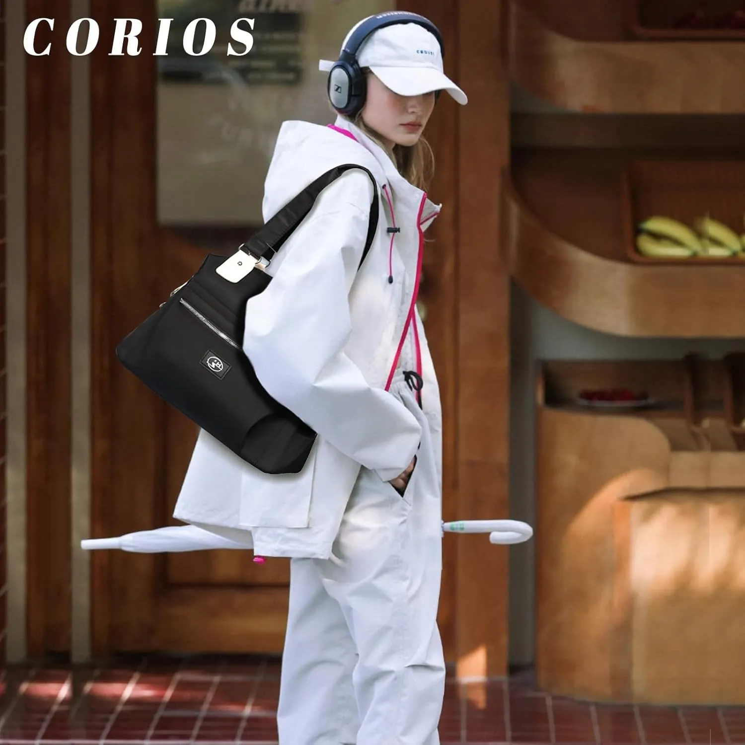 Women Nylon Handbag Waterproof Shoulder Bag Multi Pockets Top Handle Large Capacity Tote