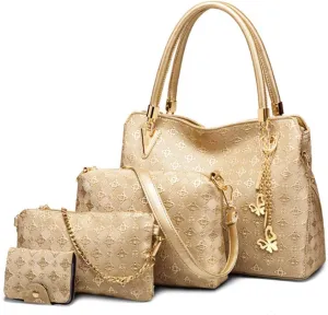 Women PU Ladies Handbag Purse Tote Satchel Shoulder Bag Tassel Print Top Handle Bag Clutch Card Holder