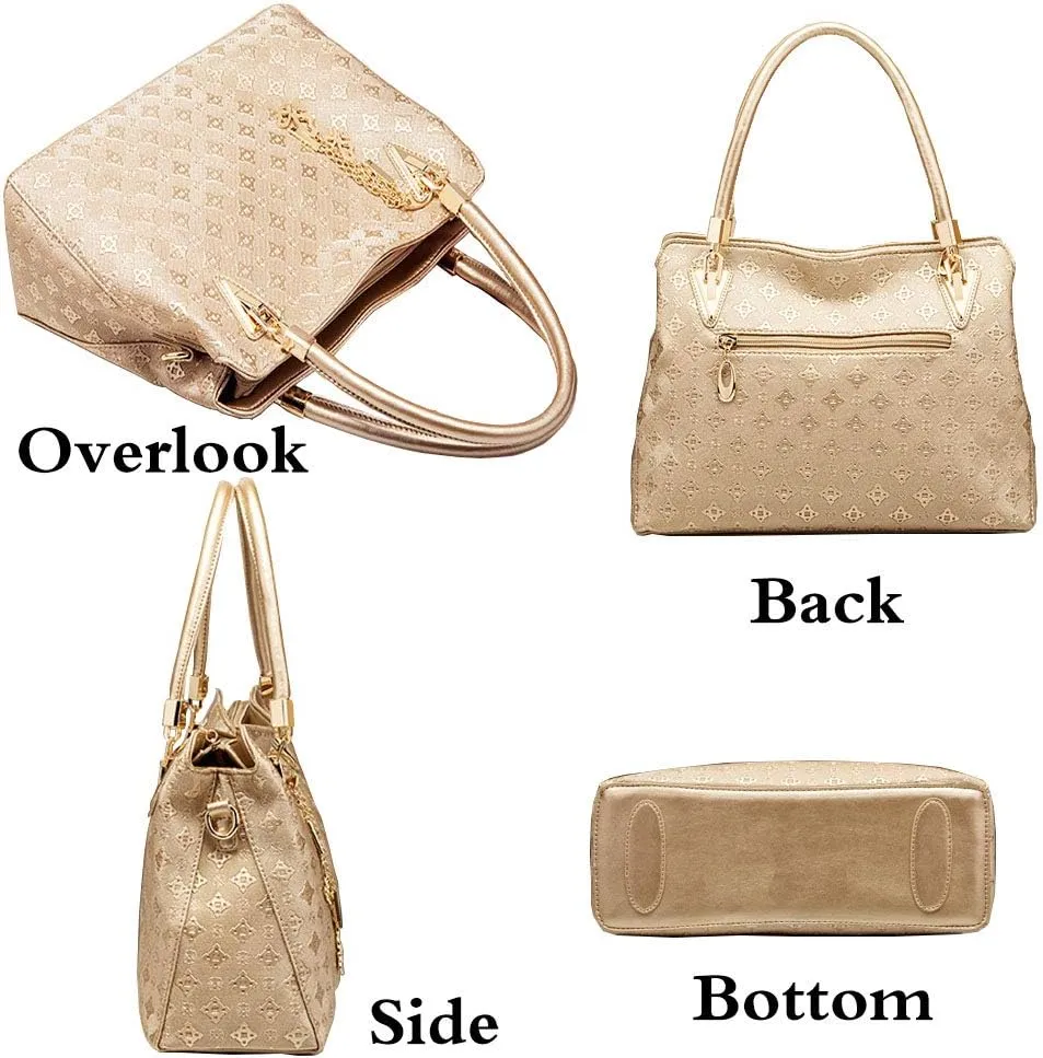 Women PU Ladies Handbag Purse Tote Satchel Shoulder Bag Tassel Print Top Handle Bag Clutch Card Holder