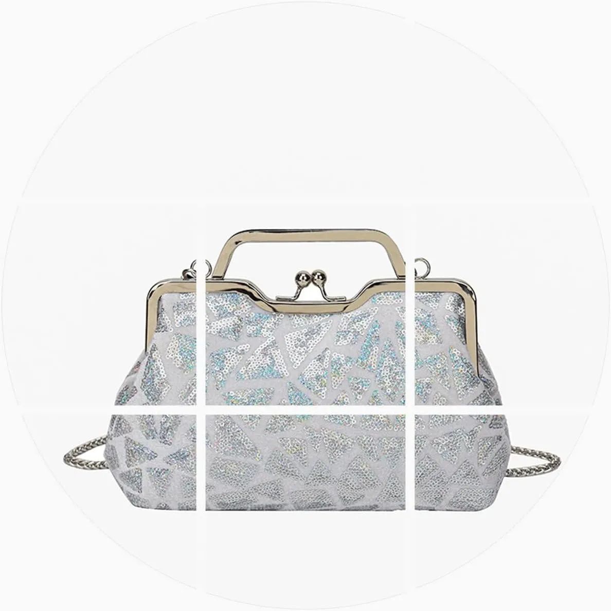 Women Sequins Evening Handbag Glitter Top Handle Purse Chain Cross-body Bag