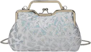 Women Sequins Evening Handbag Glitter Top Handle Purse Chain Cross-body Bag