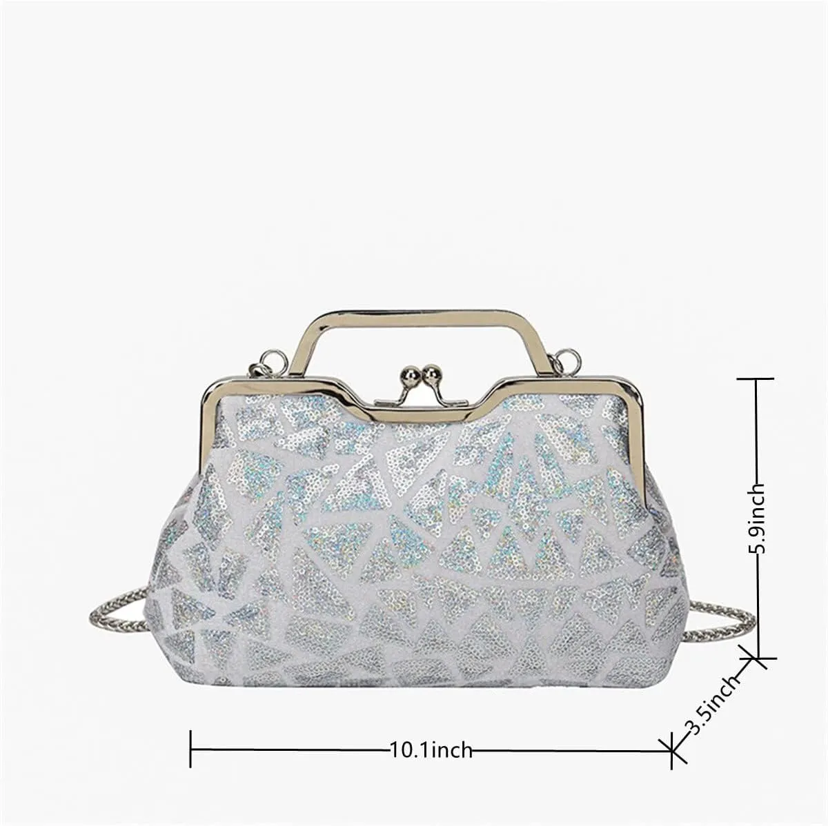 Women Sequins Evening Handbag Glitter Top Handle Purse Chain Cross-body Bag