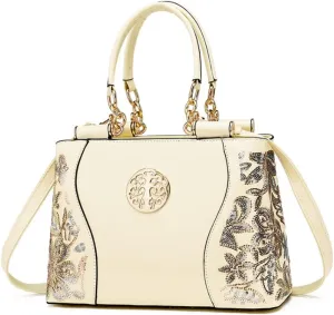 Women Synthetic Patent Bright Leather Portable Personality Tote Hobo Shoulder Crossbody Clutches Handbags