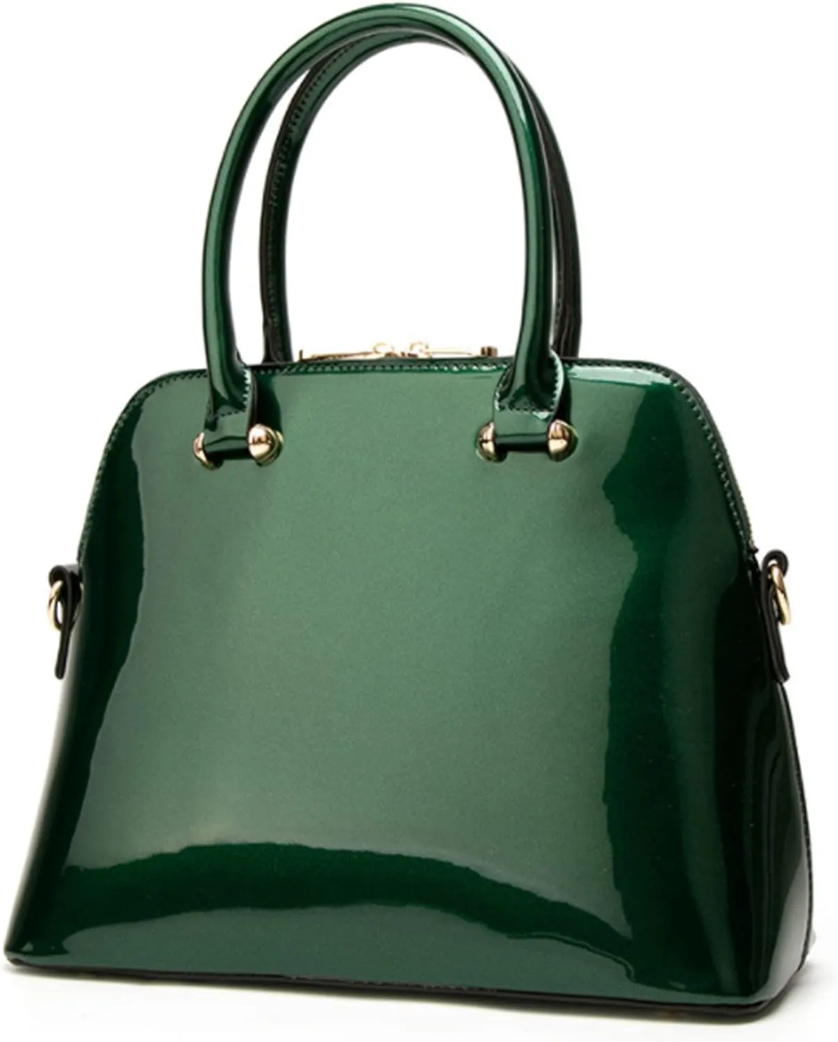 Women Top-handle Handbag Purse Glossy Patent PU Shell Shoulder Crossbody Bag Satchel Tote