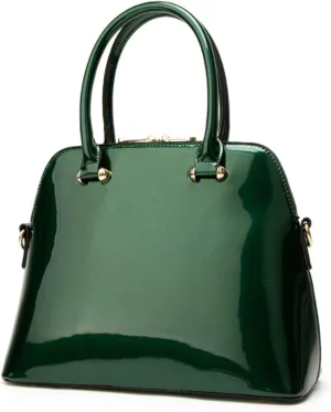 Women Top-handle Handbag Purse Glossy Patent PU Shell Shoulder Crossbody Bag Satchel Tote