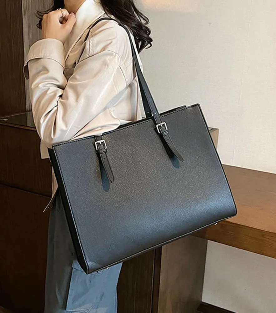Womens Casual Crossbody Tote Purses Vegan Leather Handbags Work Shoulder Bags Top Handle Satchel with Detachable Strap