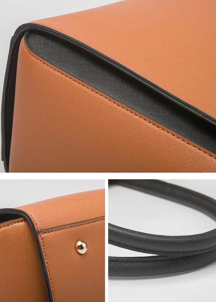 Womens Fashion Vegan Leather Handbags Tote Bag Shoulder Crossbody Bag Work Top Handle Satchel Purse Set 4pcs