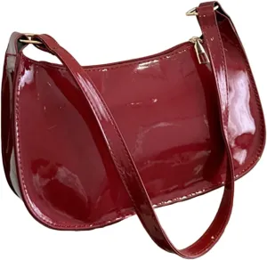 Women's Glossy Retro Underarm Purses Zipper Hobo Bags Clutch Shoulder Strap Tote Handbags Crescent Bags