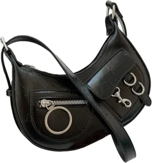 Women's Glossy Y2K Hobo Bags PU Leather Zipper Clutch Shoulder Strap Tote Handbags