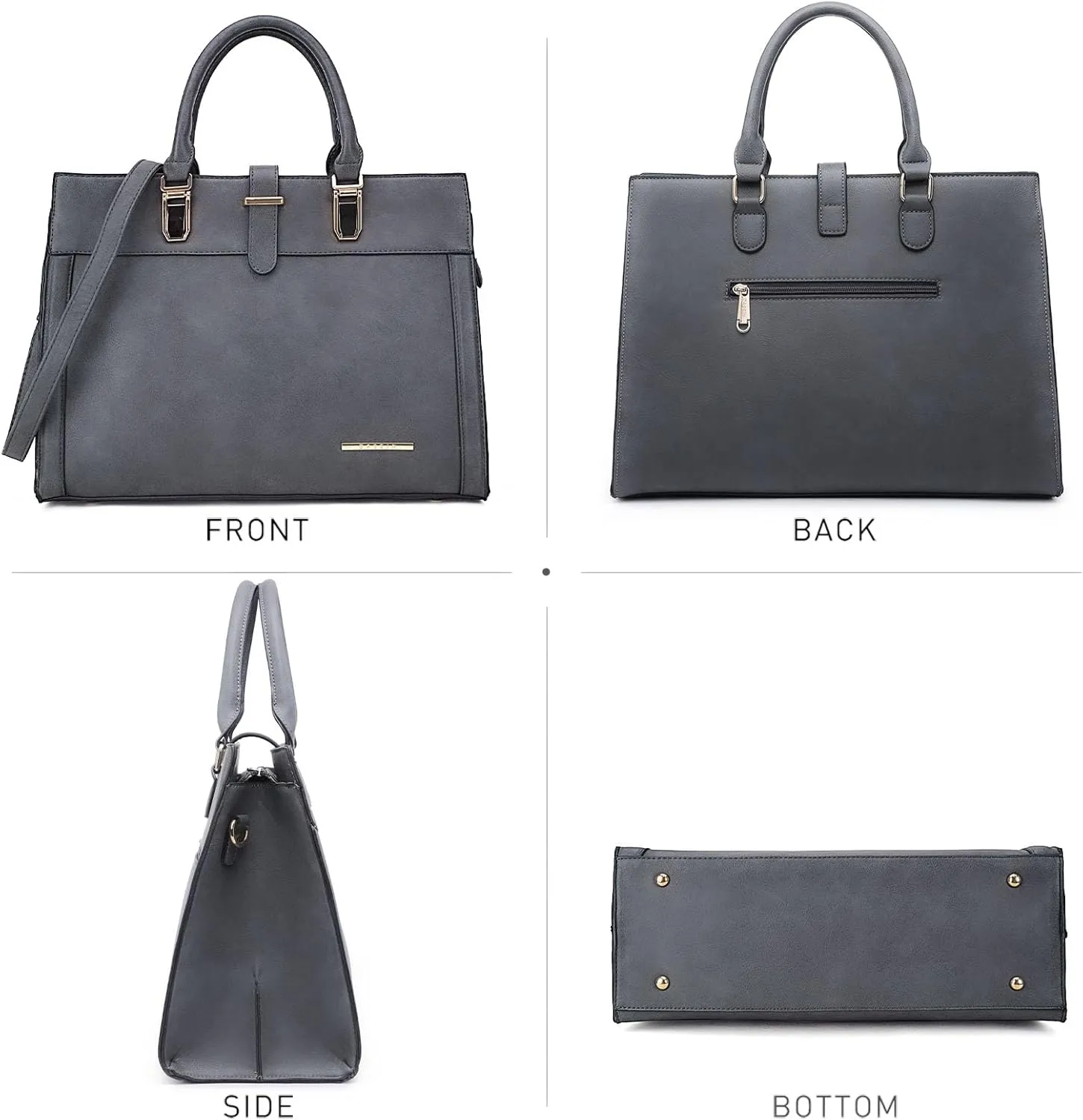 Women's Handbag Flap-over Belt Shoulder Bag Top Handle Tote Satchel Purse Work Bag w/Matching Wristlet