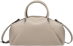 Women's Leather Satchel Handbag Pleated Design, Top Handle Purse with Shoulder Strap