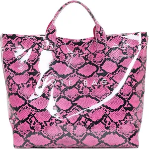 Women’s PVC Tote Bag Large Kraft Paper Clear Plastic Tote Bag Top Handle Clear Hobo Handbag hot pink tote bag