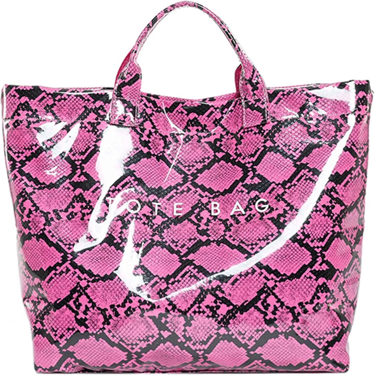 Women’s PVC Tote Bag Large Kraft Paper Clear Plastic Tote Bag Top Handle Clear Hobo Handbag hot pink tote bag