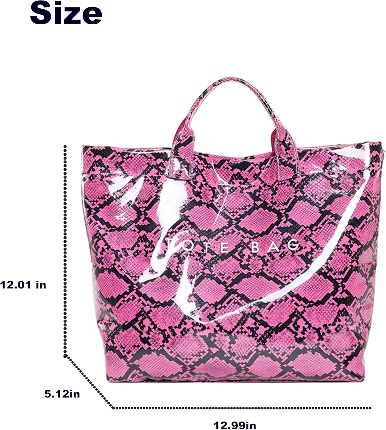 Women’s PVC Tote Bag Large Kraft Paper Clear Plastic Tote Bag Top Handle Clear Hobo Handbag hot pink tote bag