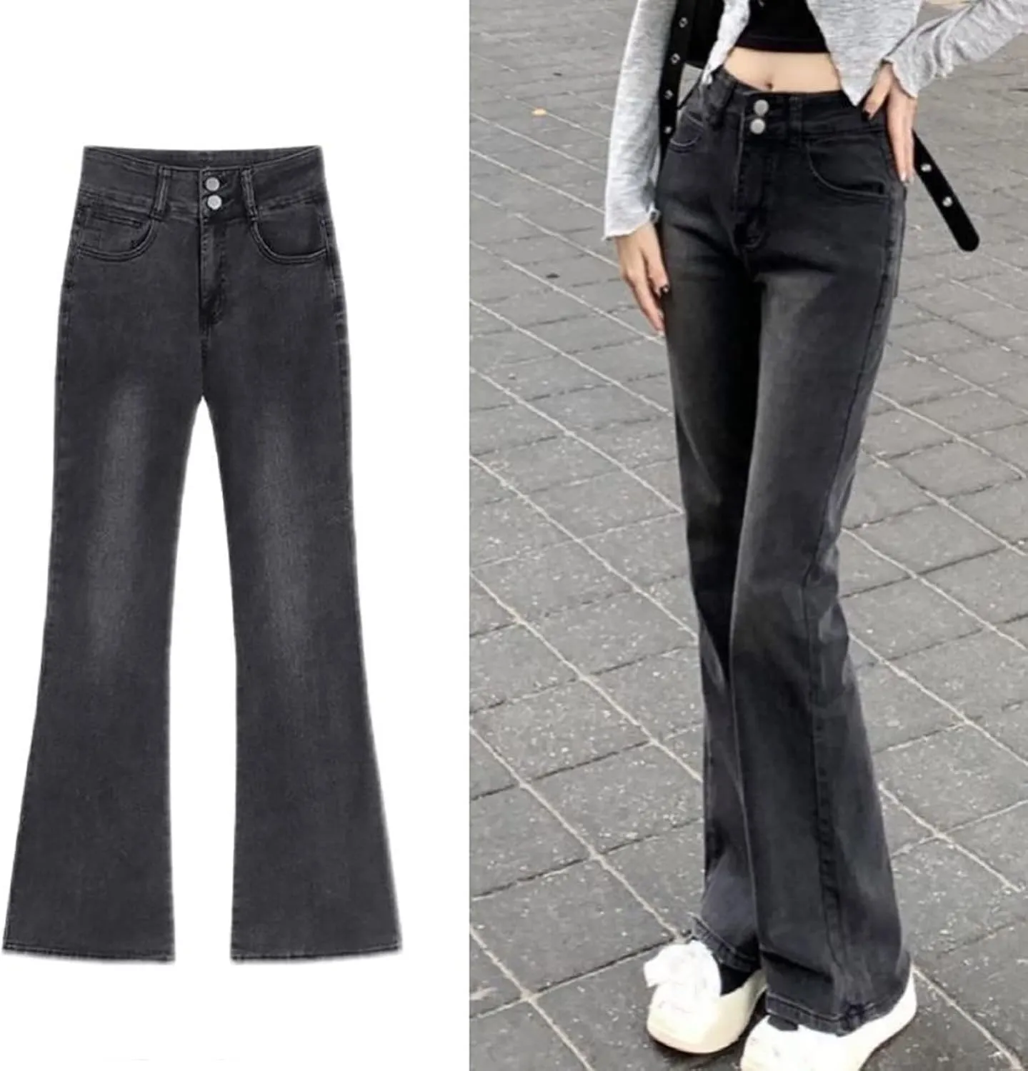 Womens Retro Jeans Summer Lounge Loose Comfy Streetwear Wide Leg Button Up Mid Rise Pockets Fashion Stretch Denim Pants