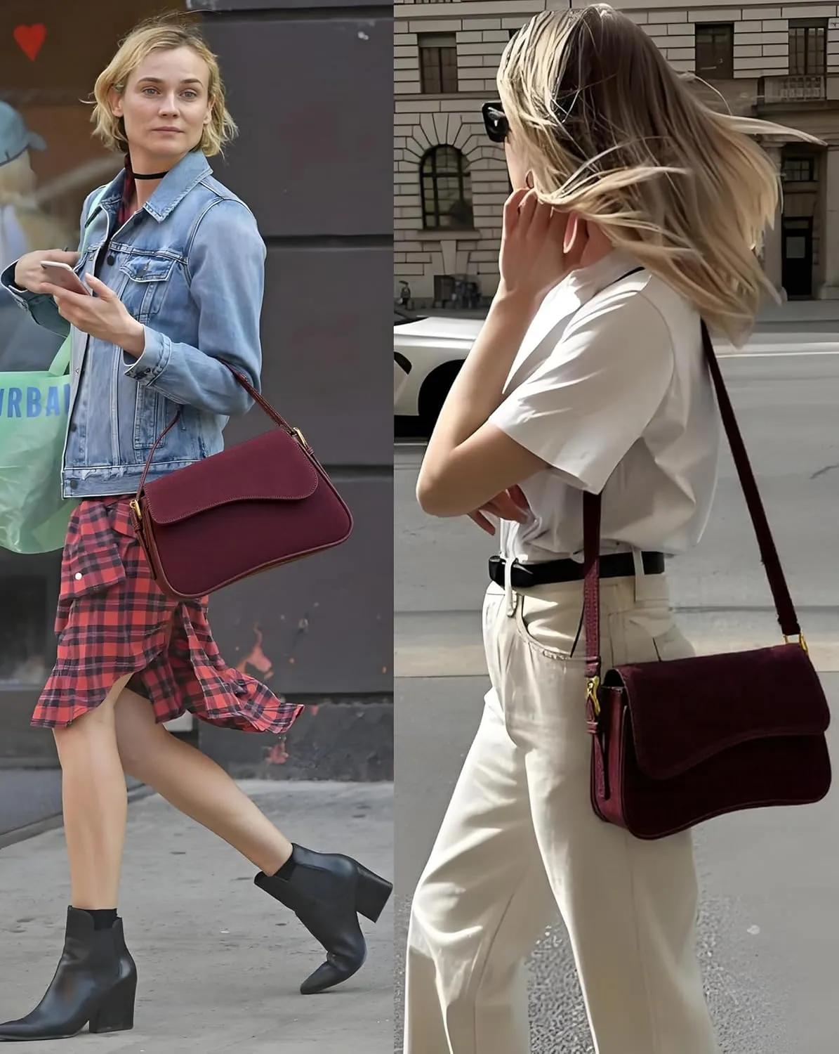 Women’s Suede Flap Shoulder Bag Small Trendy Saddle Crossbody Purses