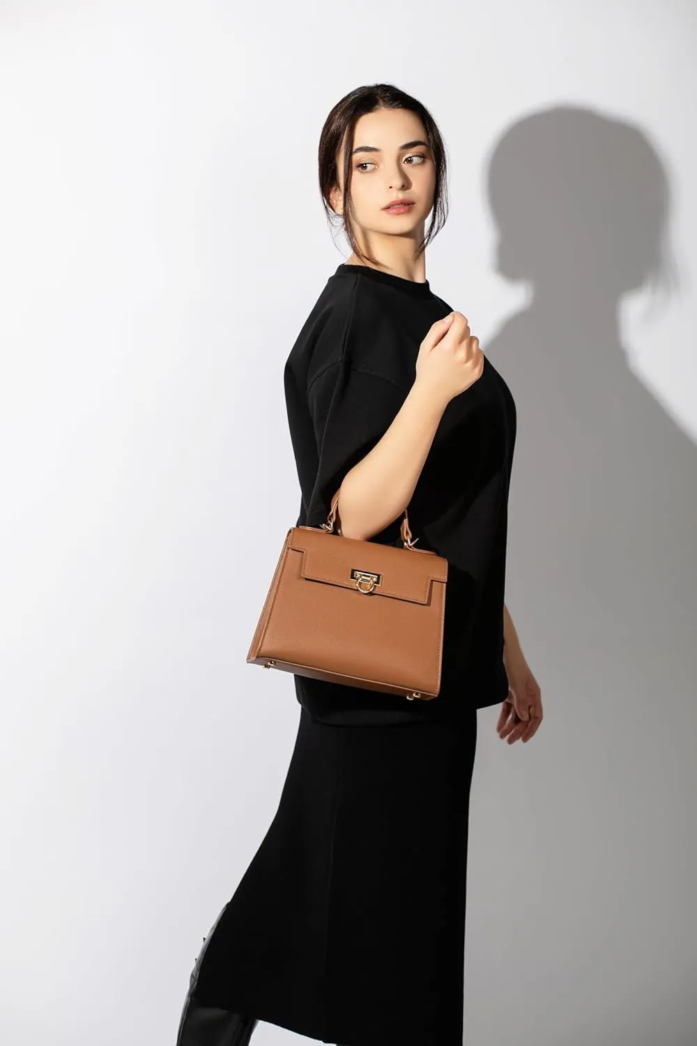 Women’s Top-Handle Handbags – Luxury Crossbody Purse Shoulder Bag for Women – Leather Handbag, Detachable Strap