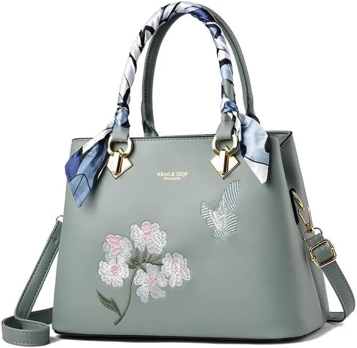 Womens Tote Fashionable Embroidery Bag Large Capacity Hand Shoulder Cross Body Bag With Zipper Ladies Messenger
