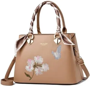 Womens Tote Fashionable Embroidery Bag Large Capacity Hand Shoulder Cross Body Bag With Zipper Ladies Messenger