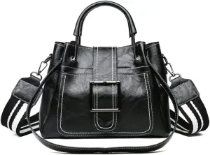 Women's Vintage Bucket Bag Crossbody Bag Retro Shoulder Bag Top Handle Handbag Satchel Purse, Black